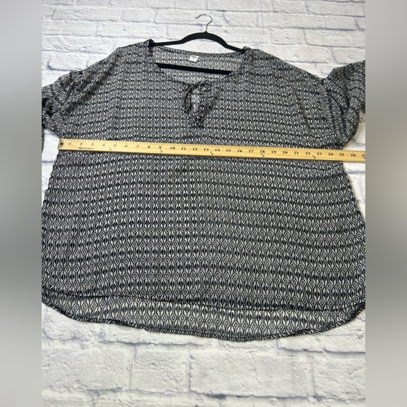 Black and White Patterned Women's Sheer Long Sleeve Top. Whimsigoth. - Picture 5 of 6